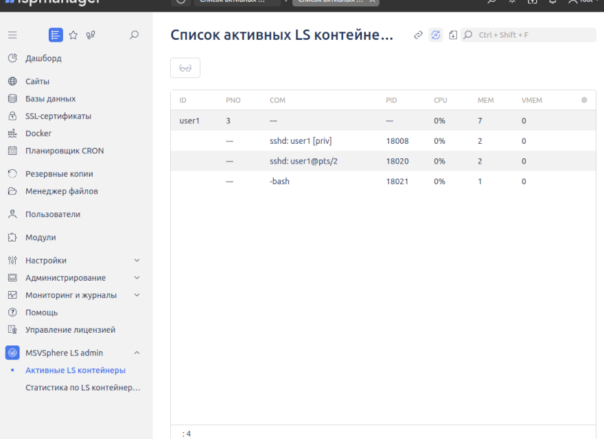 Активные LS контейнеры, расширенный режим
